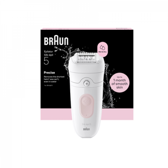 Braun Epilator | Silk-épil 5 SE5-000 | Operating time (max) 40 min | Number of power levels 2 | Wet & Dry | White/Pink
