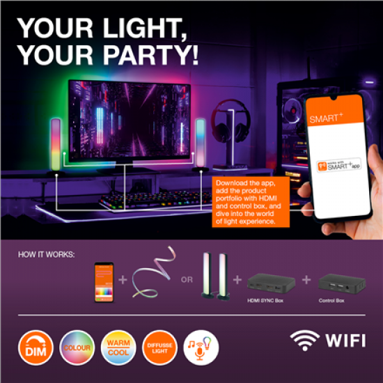 Osram SMART+ WIFI ORBIS MAGIC WALL/CEILING 500mm RGB+TW Dimmable black+white | 38 W | RGBTW | Wi-Fi