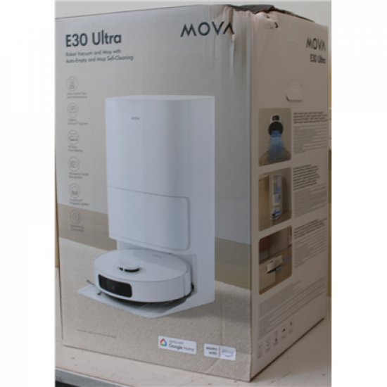 SALE OUT. MOVA E30 Ultra Robot Vacuum cleaner, 7000Pa, 5200mAh, White + Auto Empty station | MOVA Robot Vacuum | E30 Ultra | Wet&Dry | 5200 mAh | Dust capacity 3.2 L | 7000 Pa | White | DAMAGED PACKAGING | 36 month(s)