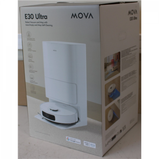 SALE OUT. MOVA E30 Ultra Robot Vacuum cleaner, 7000Pa, 5200mAh, White + Auto Empty station | MOVA Robot Vacuum | E30 Ultra | Wet&Dry | 5200 mAh | Dust capacity 3.2 L | 7000 Pa | White | DAMAGED PACKAGING | 36 month(s)