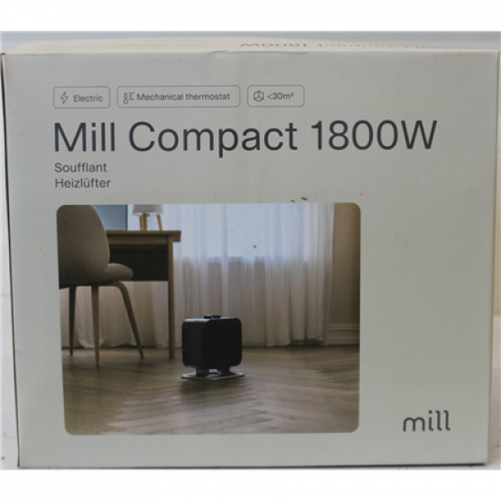 SALE OUT. Mill | Heater | CUS1800MECBA | PTC Fan | 1800 W | Suitable for rooms up to 30 m² | Black | DAMAGED PACKAGING