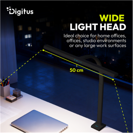 Digitus LED Desk Lamp, 50 cm, Black | DA-90490 | 1025 lm | 7 W | 3000-6500 K | Warm to cold white light | LED lamp | 10 V