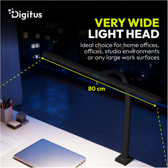 Digitus LED Desk Lamp, 80 cm, Black | DA-90492 | 2400 lm | 16 W | 3000-6500 K | Warm white | LED lamp | 10 V