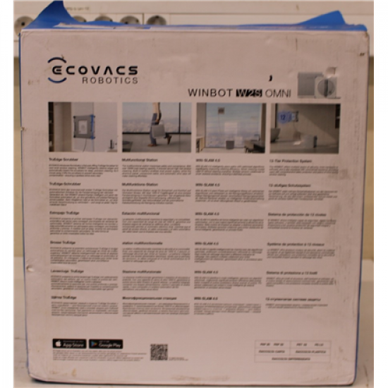 SALE OUT. | Ecovacs Window Cleaning Robot | WINBOT W2S OMNI | Corded | 8000 Pa | White | DAMAGED PACKAGING AND PAINT, MISSING CLEANING BOTTLE. ITEM AND PARTS ARE SCRATCHED, DIRTY