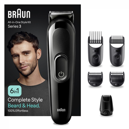 Braun Trimmer | 6-in-1 Style Kit 3 MGK3410 | Cordless | Number of length steps 13 | Black