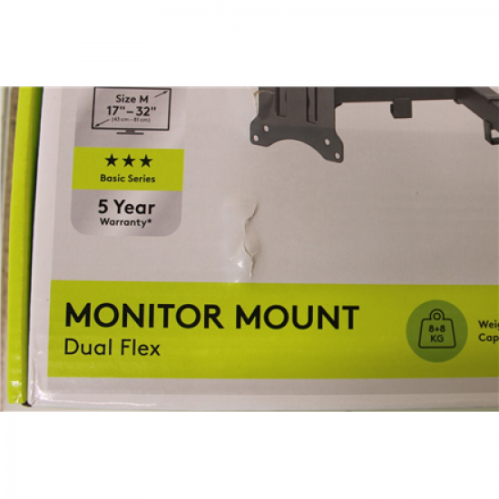 SALE OUT. Goobay Dual Monitor Mount Flex, Black | Goobay Dual Monitor Mount Flex | Swivel, Tilt, Rotation | 17-32 