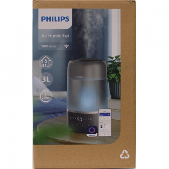 SALE OUT. Philips HU1510/03 Humidifier Series 1000 Up to 41m2, 3 settings, Grey | SALE OUT. | Philips Humidifier | HU1510/03 Series 1000 | 19.6 W | Water tank capacity 3 L | Suitable for rooms up to 41 m² | Ultrasonic | Humidification capacity 275 ml/hr |