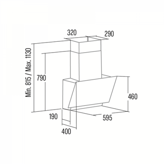 Cata Hood THALASSA 600 GBK Width 60 cm, Max 811 m³/h, Black Glass | CATA