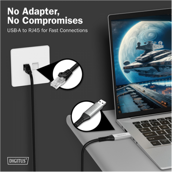 DIGITUS USB-A - RJ45 Ethernet cable, 1Gbit/s, 3m | Digitus