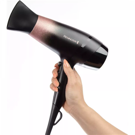 Remington Hair Dryer | D5305 Rose Shimmer | 2200 W | Number of temperature settings 3 | Ionic function | Diffuser nozzle | Black/Rose