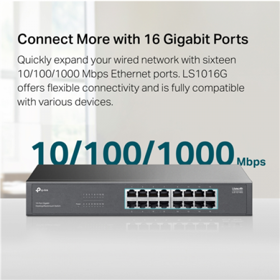 TP-LINK 16-Port Gigabit Switch | LS1016G | Unmanaged | Desktop/Rack-mountable