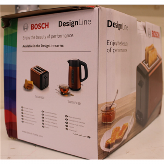 SALE OUT. Bosch TAT4P429 DesignLine Toaster, 970 W, 2 slots, Copper | SALE OUT. | Bosch DesignLine Toaster | TAT4P429 | Power 970 W | Number of slots 2 | Housing material Stainless Steel | Copper/Black | DAMAGED PACKAGING